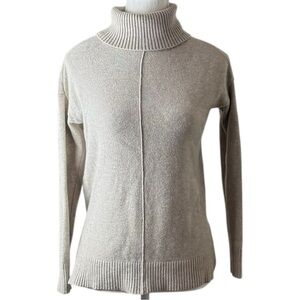 Cyrus Ribbed Turtleneck Sweater Women’s XS Beige Soft Rayon‎ Blend Knit